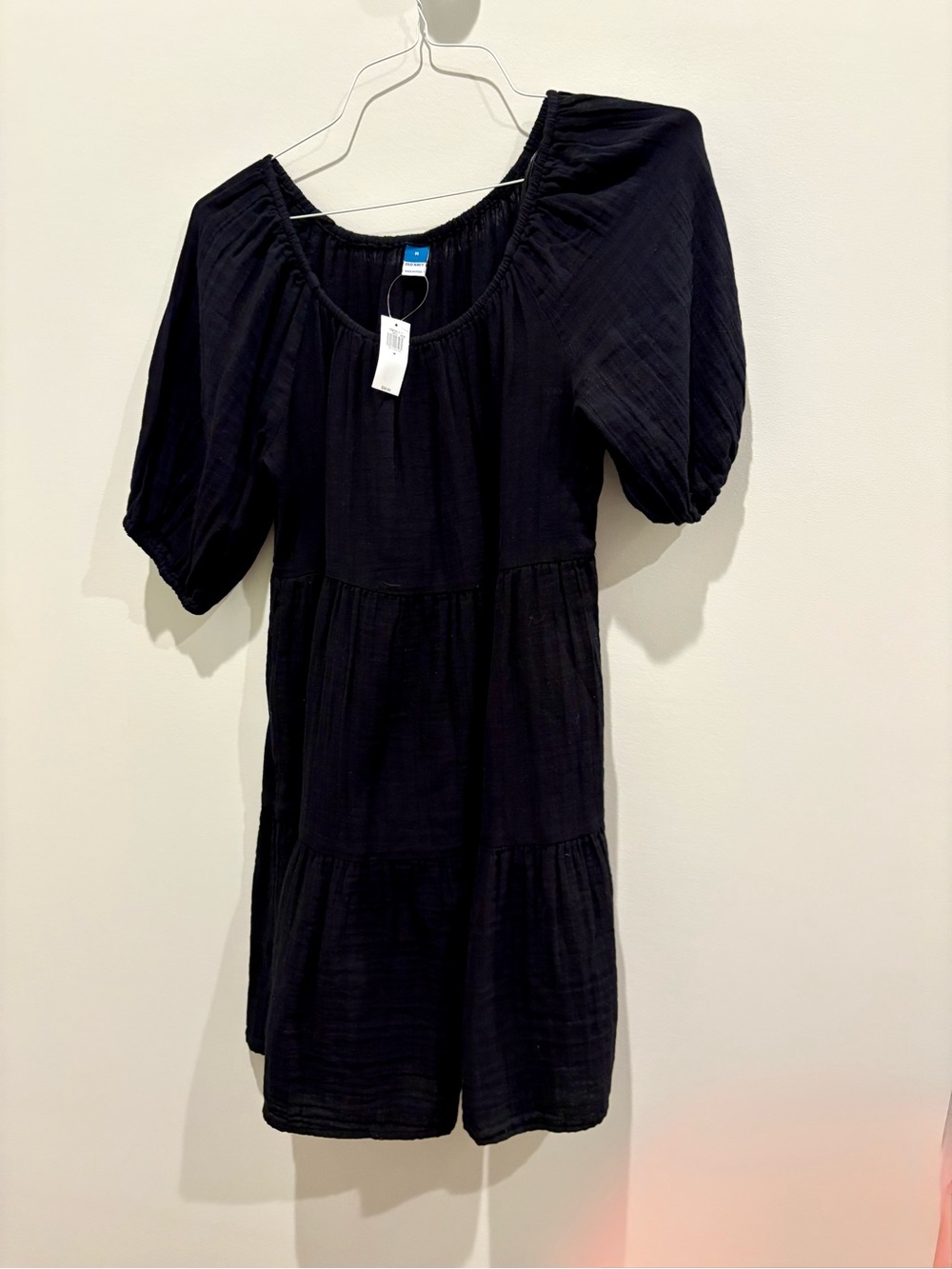 Old Navy Black Mini Dress with Puff Sleeves